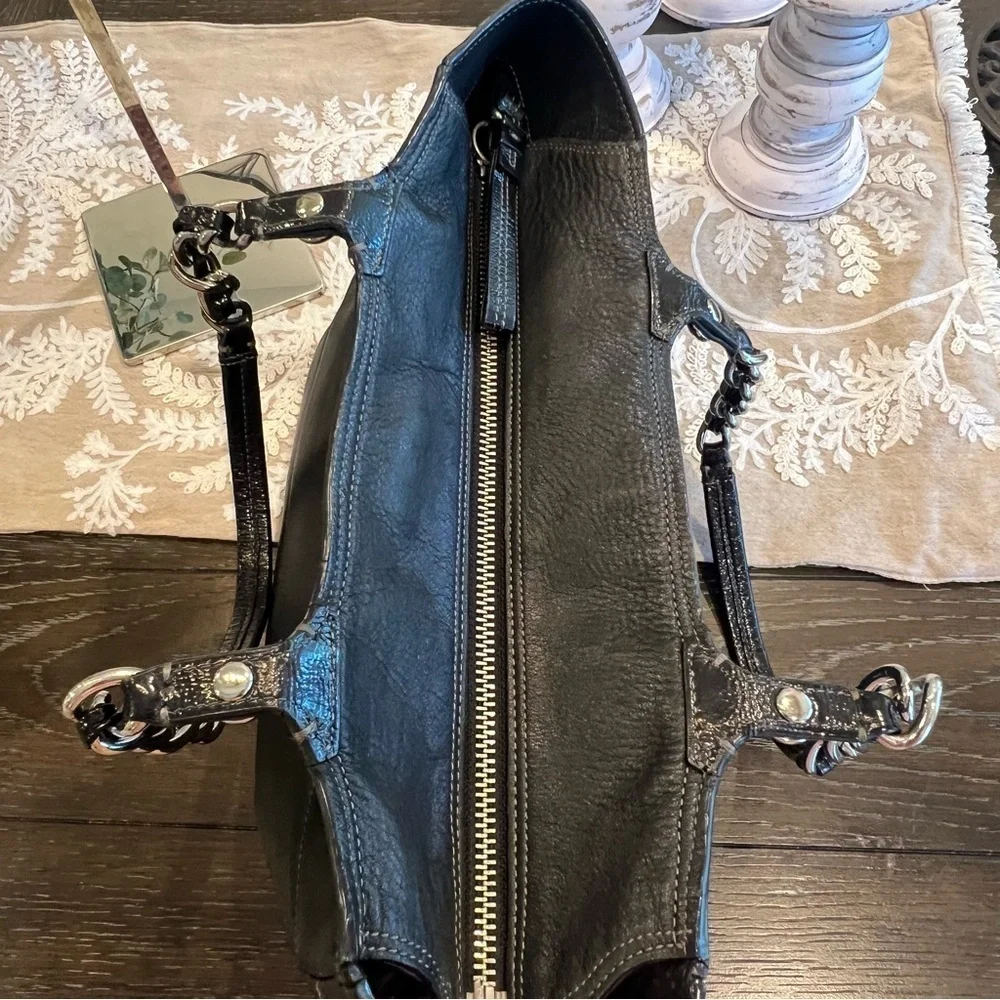 Coach Madison Tribeca (11411) Black Leather Tote with Silver Accents - EUC